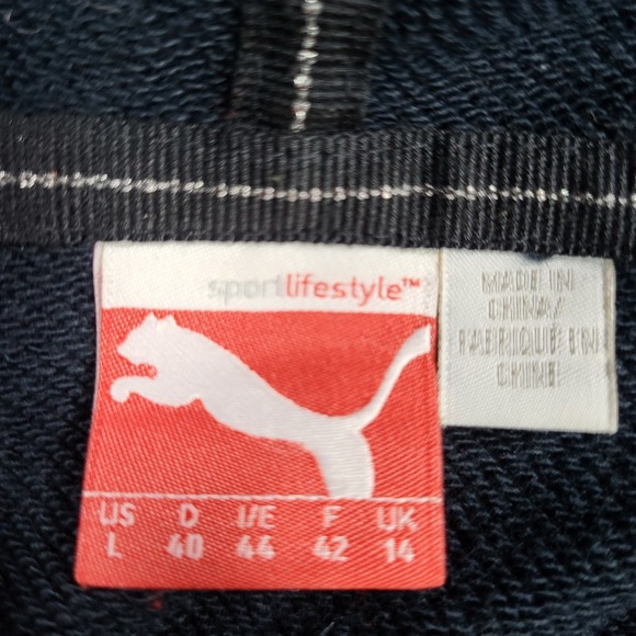 Puma Asymmetrical Zip Hoodie Jacket Navy Blue Women's Size L Sport Lifestyle - Picture 7 of 9